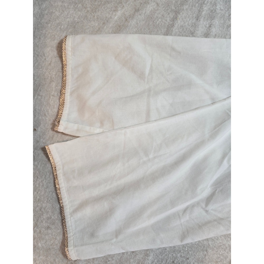 Soft Surroundings White Embroidered Cotton Tunic Top Metallic Gold Trim Size XL - Picture 16 of 16